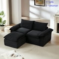 thumbnail image 6 of Miniyam 30.7" * 30.7" * 21" Ottoman for Sectional Sofa Corduroy Black, Modern Comfy Footrest, 6 of 14
