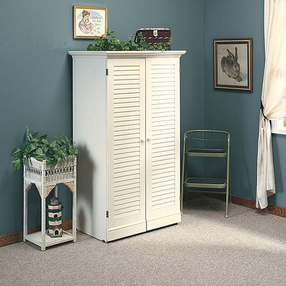 Sauder Harbor View Craft Armoire, Antiqued White