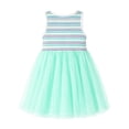 thumbnail image 6 of HILEELANG Toddler & Little Girls Striped Ribbed Tulle Dress, Mint Green Sleeveless Summer Sundress, 2T-7T, 6 of 9