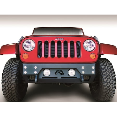 Fab Fours JK07-B1855-1 FMJ Stubby Winch Front Bumper; 2 Stage Black Powder Coated; Fits select: 2015-2017 JEEP WRANGLER UNLIMITED, 2012-2014 JEEP WRANGLER
