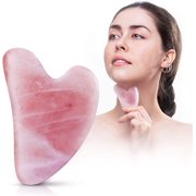 Gua Sha Facial Tool - 100% Natural Rose Quartz Gua Sha Scraping Massage Tool - Gua Sha Facial Tool for SPA Acupuncture Therapy and Trigger Point Treatment for Face, Back, Arms, Neck and Shoulders