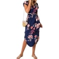 thumbnail image 2 of Vestido largo con estampado floral Vestido de fiesta dividido de cintura alta con cuello en V sexy, Azul oscuro, S sidaley AP001373-11, 2 of 7