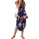 thumbnail image 2 of Vestido largo con estampado floral, sexy, con cuello en V, cintura alta, dividido, vestido de fiesta, azul oscuro, XXL Monstrate AP001373-15, 2 of 7