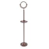 Floor Standing Make-Up Mirror 8-in Diameter with 5X Magnification and Shaving Tray in Antique Copper