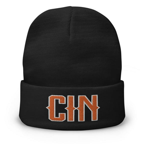Cincinnati Football Retro CIN Winter Beanie Cap Hat (Black)
