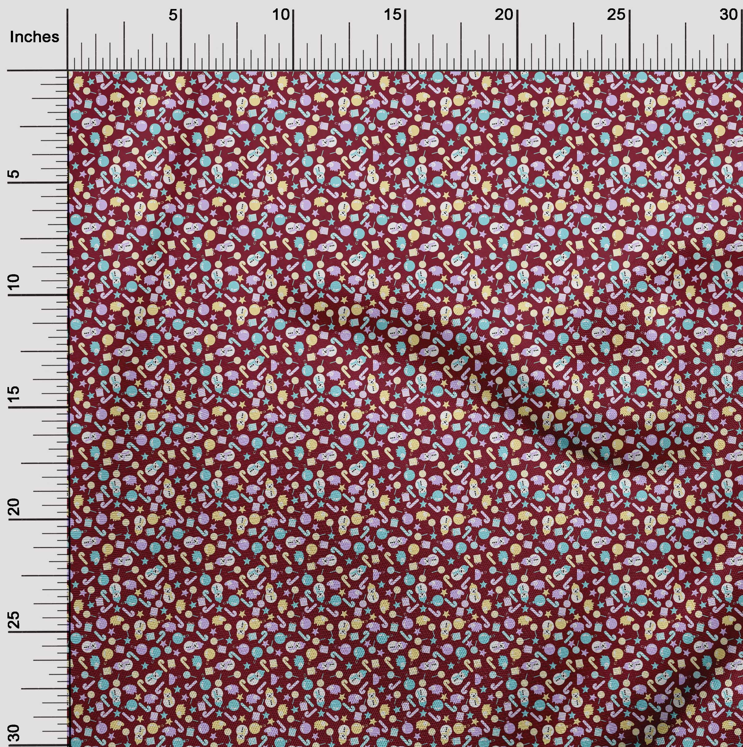 oneOone Rayon Maroon Fabric Christmas Craft Projects Decor Fabric Printed By The Yard 56 Inch Wide