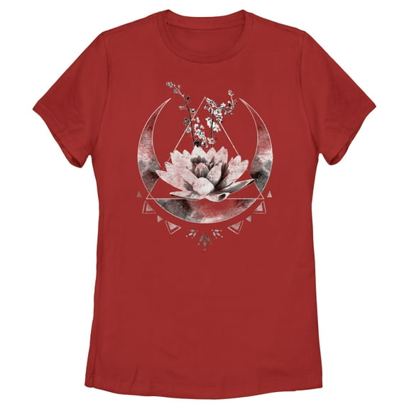 Women's Lost Gods Celestial Moon Lotus Flower Graphic T-Shirt