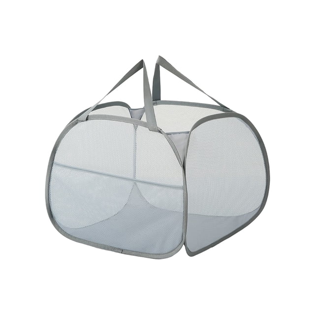 EGNMCR Bathroom Storage & Organization Mesh Laundry Hamper With Wide Opening And Side Pocket Breathable Sturdy Foldable And Space Saving Design For Laundry Clothes And Storage Laundry Hampers