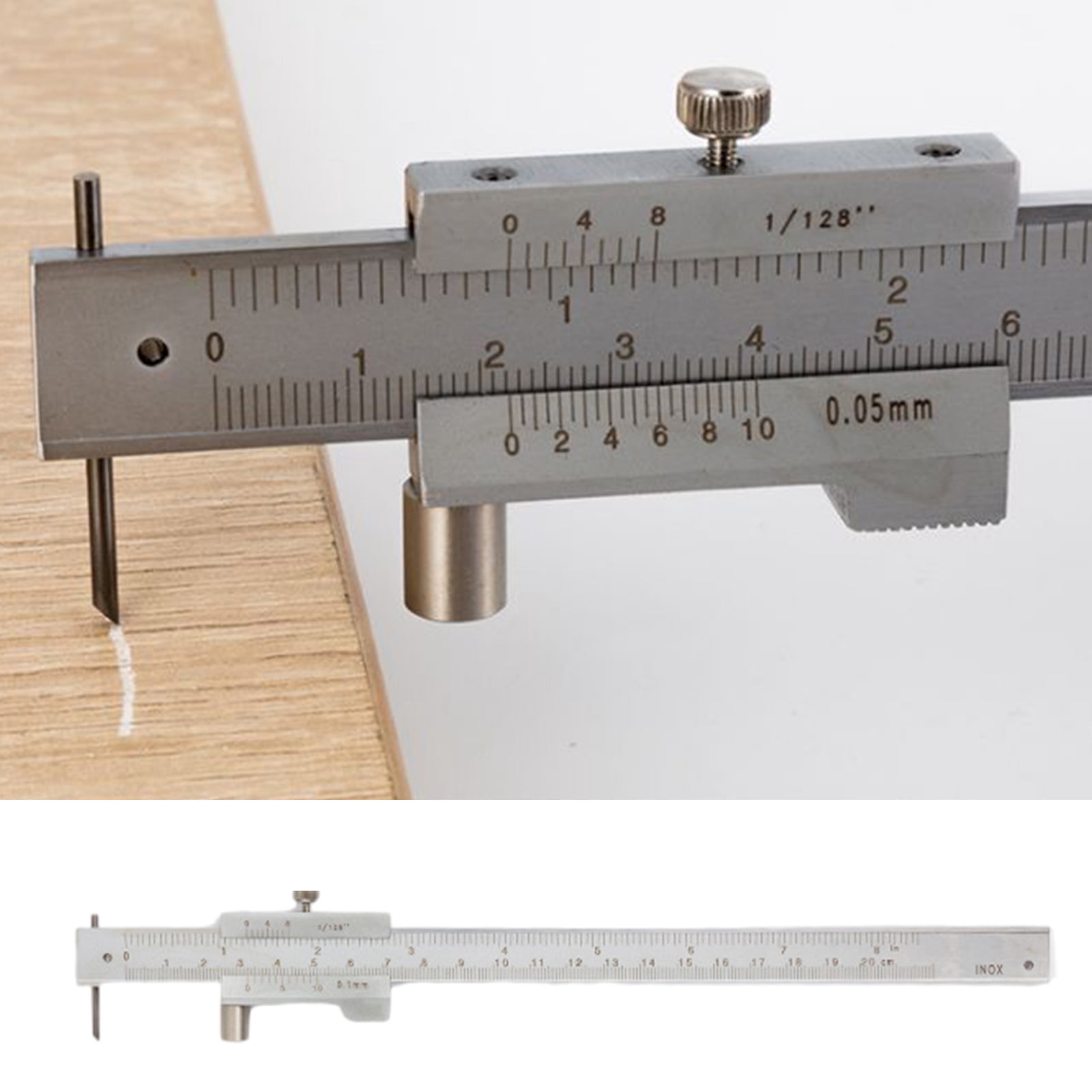 BIBABLYKE Metal Verniers Calipers 8in 200mm Stainless Steel with Engraveds Scale for Scribing Iron Wood and Other Surfaces
