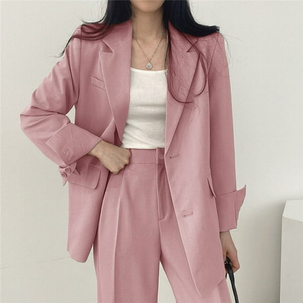 Blazer de manga larga para Mujer, conjunto de pantalón, chaqueta informal, traje de 2 piezas, prendas de vestir, moda de otoño, 2024