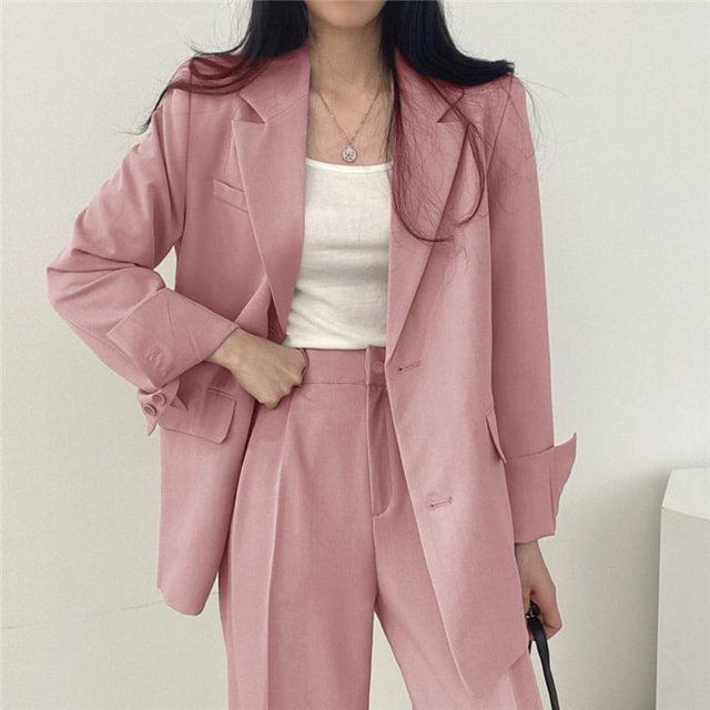 Petit Complet Veste Rétro Coupe Ajustée Mode 2023 Printemps Automne et Hiver Style Coréen Décontracté pour Femmes Haut Costume Pantalon Costume