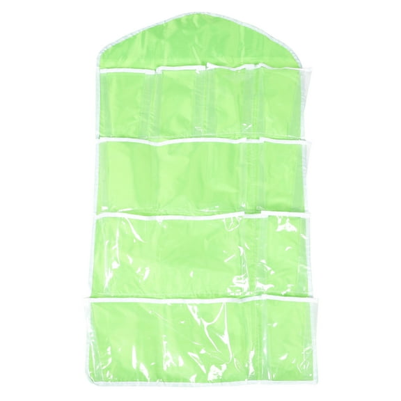 LULULION Hanging Pocket Underware Organizer Clear Polyester Green 1Pack 27.6X15.7X0.2in