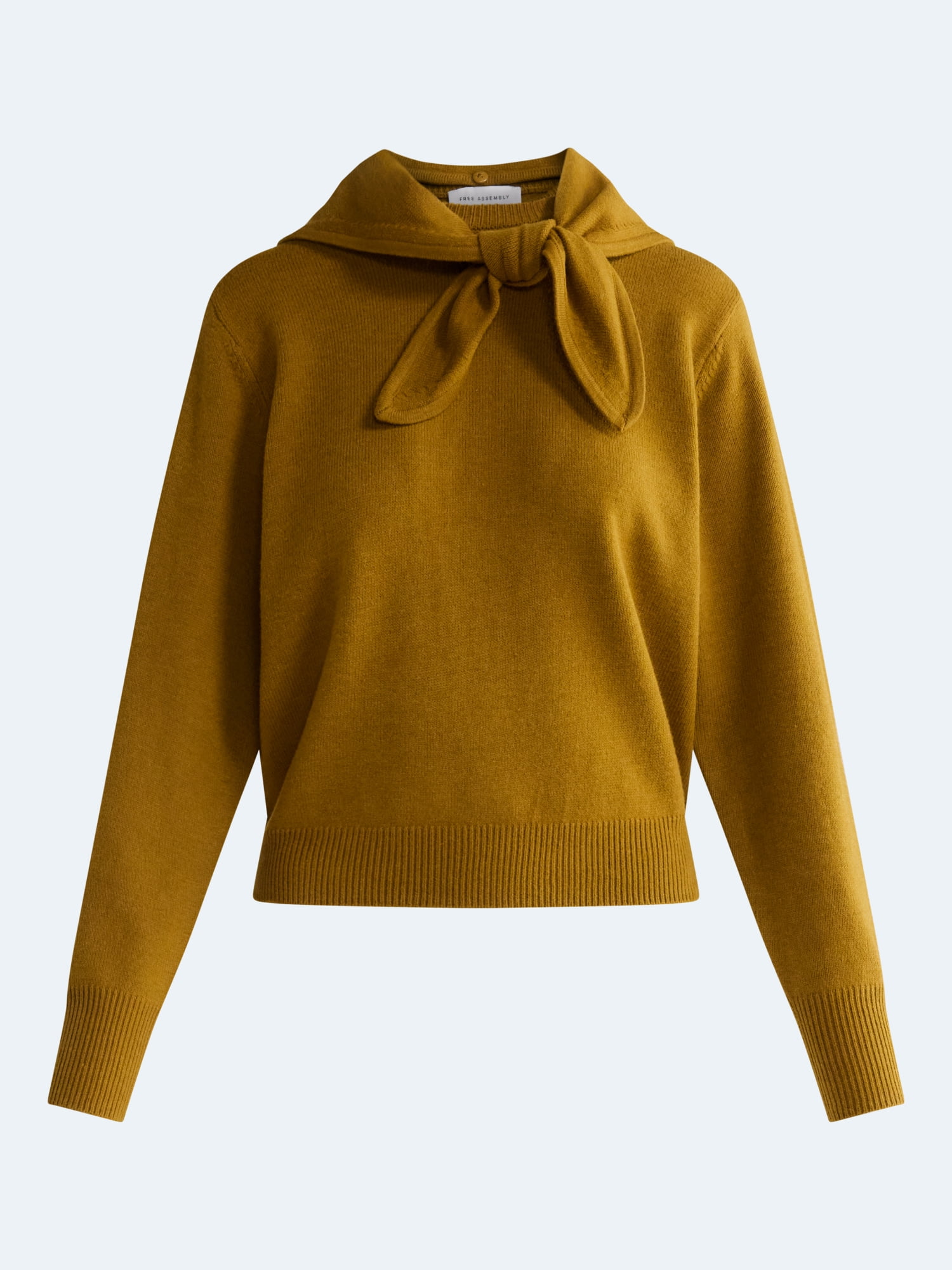 Free Assembly Women's and Women's Plus Cropped Crewneck Sweater with Scarf, Lightweight, Sizes XS-4X