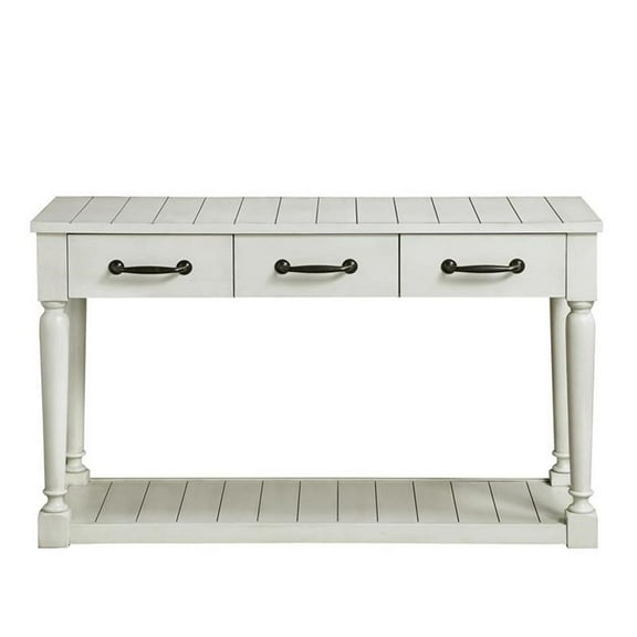 Bowery Hill Farmhouse Styled Alabaster Sofa Table in White Finish