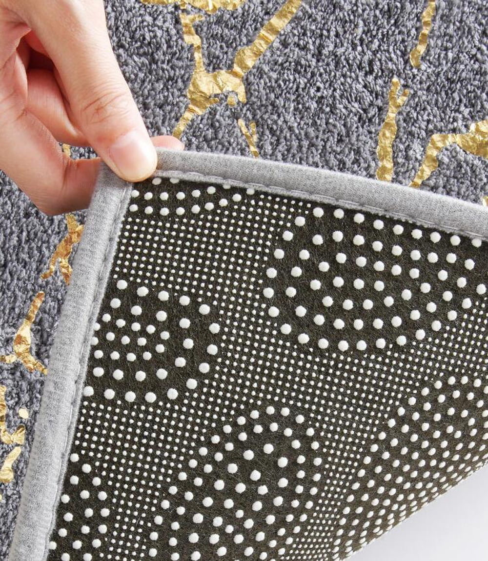 Soft Bathroom Rugs 20"x32" Gray Gold Marble Pattern Bath Mat Absorbent Non-Slip Backing Doormat