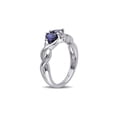 thumbnail image 2 of 1.14 Carat (Ctw) Lab-Created Blue Sapphire Double Heart Ring in Sterling Silver for Women, 2 of 6