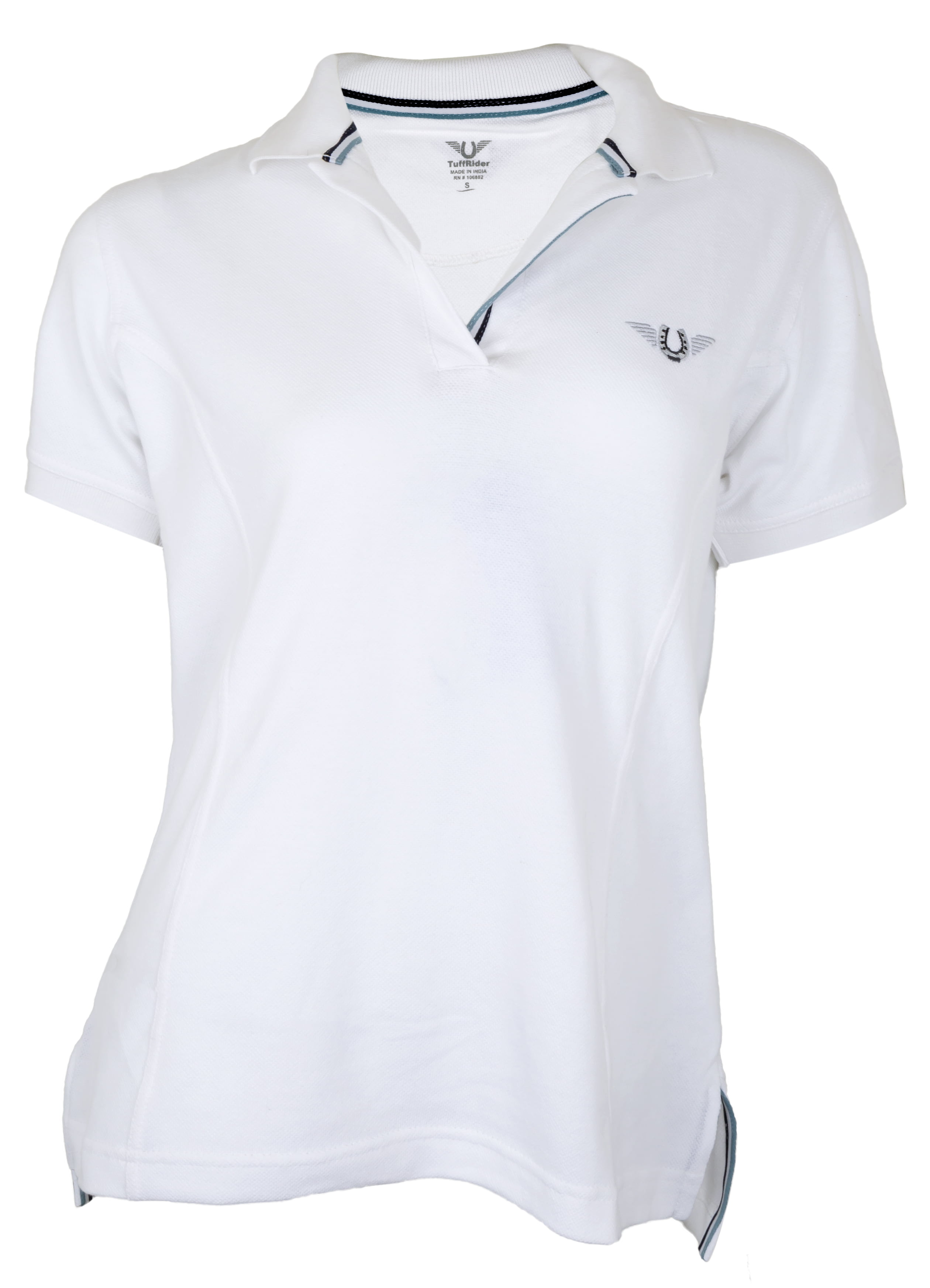Tuffrider Ladies Polo Shirt Short Sleeve Cotton with Subtle Stripe Detailing 