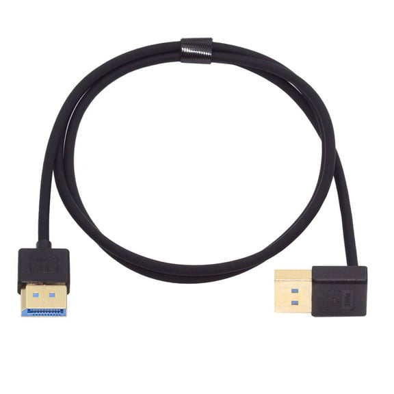 FVH Ultrafine Down Angled DisplayPort 1.4 DP to DP Cable 8K 60hz Cable Ultra-HD UHD 4K 144hz 90 Degree for Desktop Laptop Monitor 100cm
