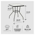 thumbnail image 3 of Sunny Isles 27 Inch Outdoor Patio Bistro Dining Table Backyard Squared Furniture with Tempered Glass , Black, 3 of 7