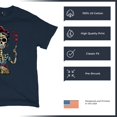 thumbnail image 4 of Tee Hunt Frida Kahlo Sugar Skull T-Shirt Calavera Day of The Dead Men's Tee, Navy Blue, Large, 4 of 5