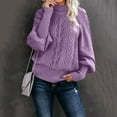 thumbnail image 2 of UJNDER Mid Neck Sweater for Women Loose Long Sleeve Knit Solid Color Pullover Top Purple M, 2 of 6