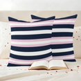 thumbnail image 3 of Pink Navy Blue Striped Outdoor Waterproof Pillow Covers, Minimalist Abstract Lines Artwork Decorative Square Throw Pillowcase Sofa Cushion Sham for Patio/Couch/Chair, 24"x24" 2 Pack, 3 of 8