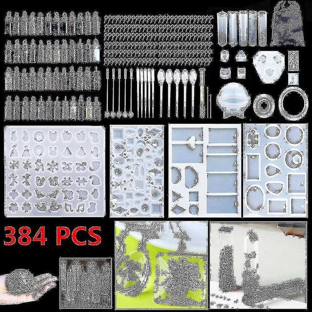384 piezas de moldes de resina epoxi para hacer joyas de silicona, kit de moldes para manualidades (hy)