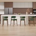 thumbnail image 3 of Hawsaiy Counter Height Bar Stools Set of 4, 26" Solid Wood Barstools with Curved Back, Upholstered Fabric Seat & Metal Footrest, Mid-Century Modern Kitchen Island Chairs, Green, 3 of 12