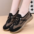 thumbnail image 4 of Willtoo Womens Slip On Knit Walking Sneakers Breathable Mesh Casual Flat Shoes Comfort Lace-Up Platform Daily Travel Shoes, 4 of 5