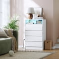 thumbnail image 2 of Kojooin Commode à 4 Tiroirs avec Station de Recharge et Lumières DEL, Commode Moderne pour Chambre Ou Entrée, 2 of 8