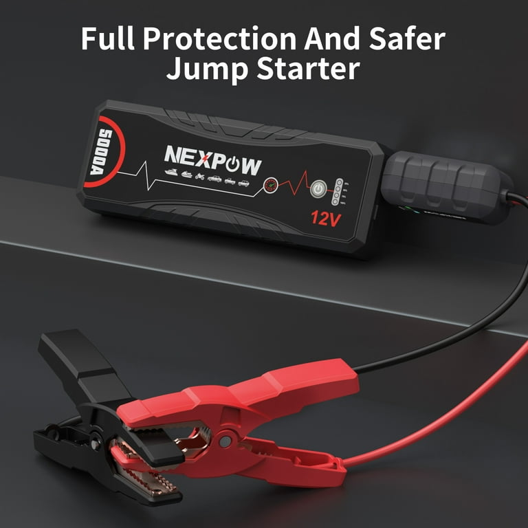 NEXPOW Car Jump Starter, 5000A Peak 28800mAh Battery Jump Starter for All  Gas and 12L Diesel Engine, 12V Portable Jump Box with Built-in LED  Light/USB