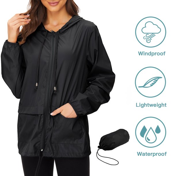 Zando Lightweight Rain Jackets for Women Waterproof with Hood Womens