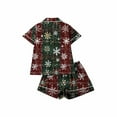thumbnail image 6 of asdoklhq Cotton Pajamas for Women Women Christmas Printed Stand Up Collar Pocket Short Sleeved Top Shorts Home Wear Pajama Set Red S, 6 of 6