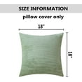thumbnail image 5 of Throw Pillow Covers 18x18 Solid Plush Corduroy Striped Square Pillow Covers for Couch Set of 2 Summer Decorative Pillows for Living Room, 18 x 18 Inch, Sage Green, 5 of 13