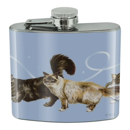 

Cats in a Row with a Butterfly Stainless Steel 5oz Hip Drink Kidney Flask
