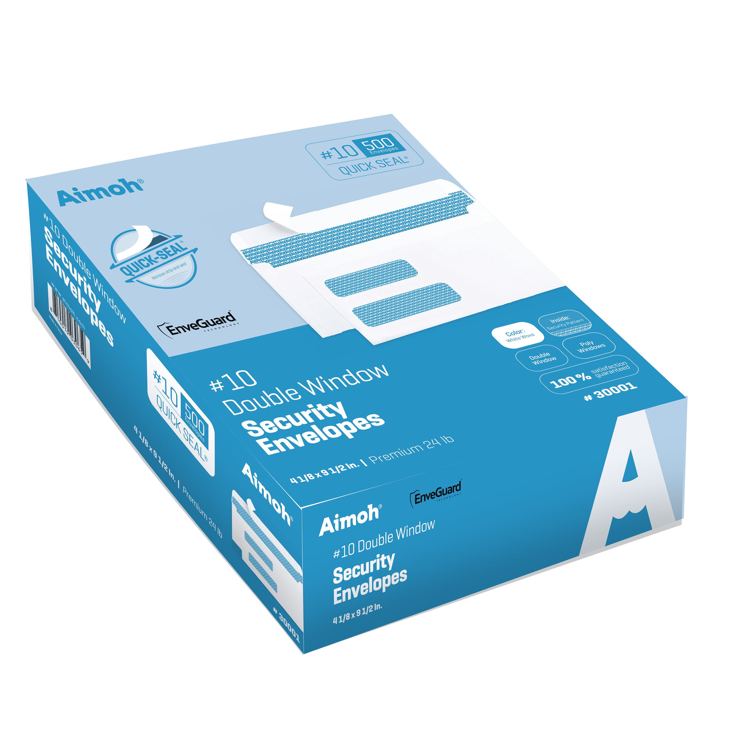 Aimoh #10 Double Window Security Envelopes, Security-Tinted Mailing Envelopes with Self-Seal Strip, 500 Count