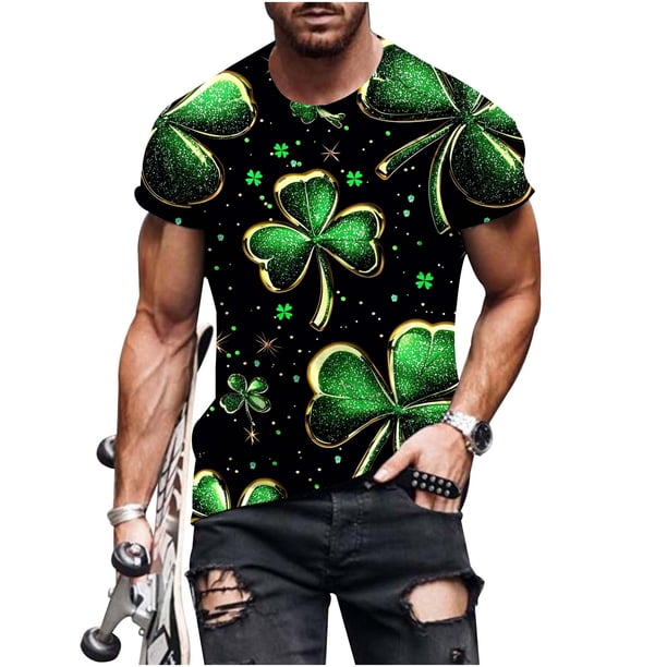 Mens Camisetas Casual Impreso Cuello Redondo Suéter, Deportes Camisetas Hombres Manga Corta Gimnasio Superior