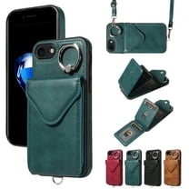 Dteck Crossbody Wallet Case for iPhone SE 2022/SE 2020/7/8 with Card Holder, PU Leather Case with Shoulder Strap, Purse Shockproof Flip Cover for iPhone 8/7/SE3/SE2 4.7 Inch,Green