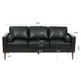 thumbnail image 4 of Hommoo PU Leather Sofa Couch, Modern 3 Seat Comfy Couches,Mid Century Adult Couch Soft Cushion Sofa for Living Room Home/Office/Apartment, Black, 4 of 9