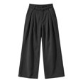 thumbnail image 5 of Women Corduroy Wide Leg Pants High Waist Button Zipper Pleated Trousers Loose Casual Palazzo Pants with Pockets, 5 of 9