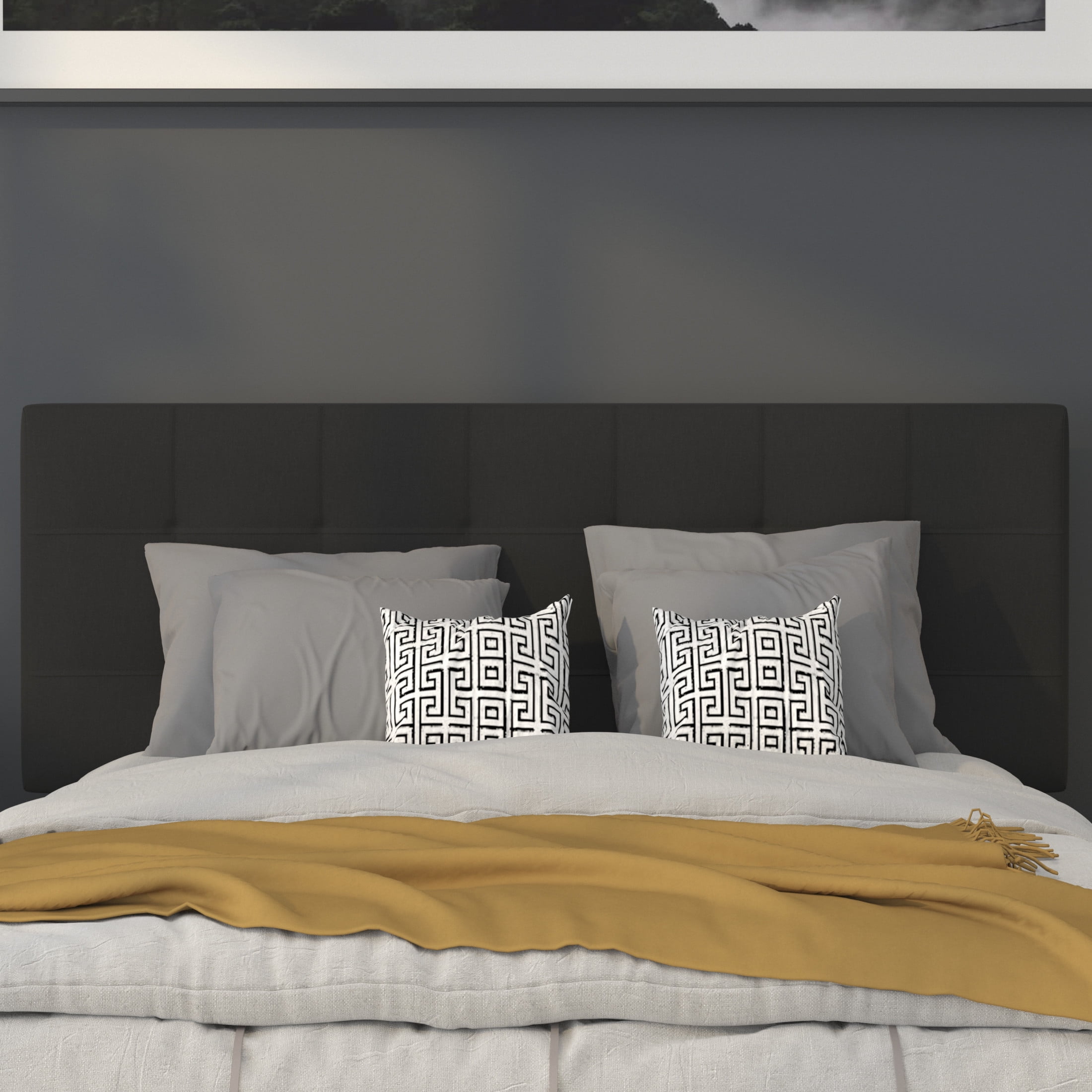 Flash Furniture Bedford Adjustable Tufted Upholstered Full Size Headboard, Black