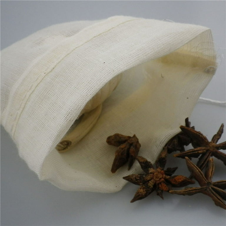 AUEAR, Reusable Drawstring Cotton Soup Bags Coffee Chinese Medicine Tea Bag Brew Bags Straining Herbs Cheesecloth Bone Broth Brew Bags Soup Gravy