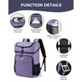 thumbnail image 4 of Mochila térmica BAGLHER para 30 latas, a prueba de fugas, impermeable, color morado, 4 of 9