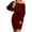 Wine, variant on AOOCHASLIY Trendy Women Casual Solid Dress O-Neck Long Sleeve Bandage Mini Dress