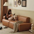 thumbnail image 4 of Comfortable Brown Leather Sofa Designer Longue Modern Cover Modern Living Room Sofa Unusual Relax Canape Salon Bedroom Furniture My Lux Decor Round, 4 of 12