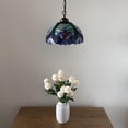 thumbnail image 3 of Tiffany Pendant Lights Fixture Green Blue Stained Glass LED Bulb Included for Dining Room Hotel Restaurant Cafe 12"W*12"D*60"H, 3 of 5