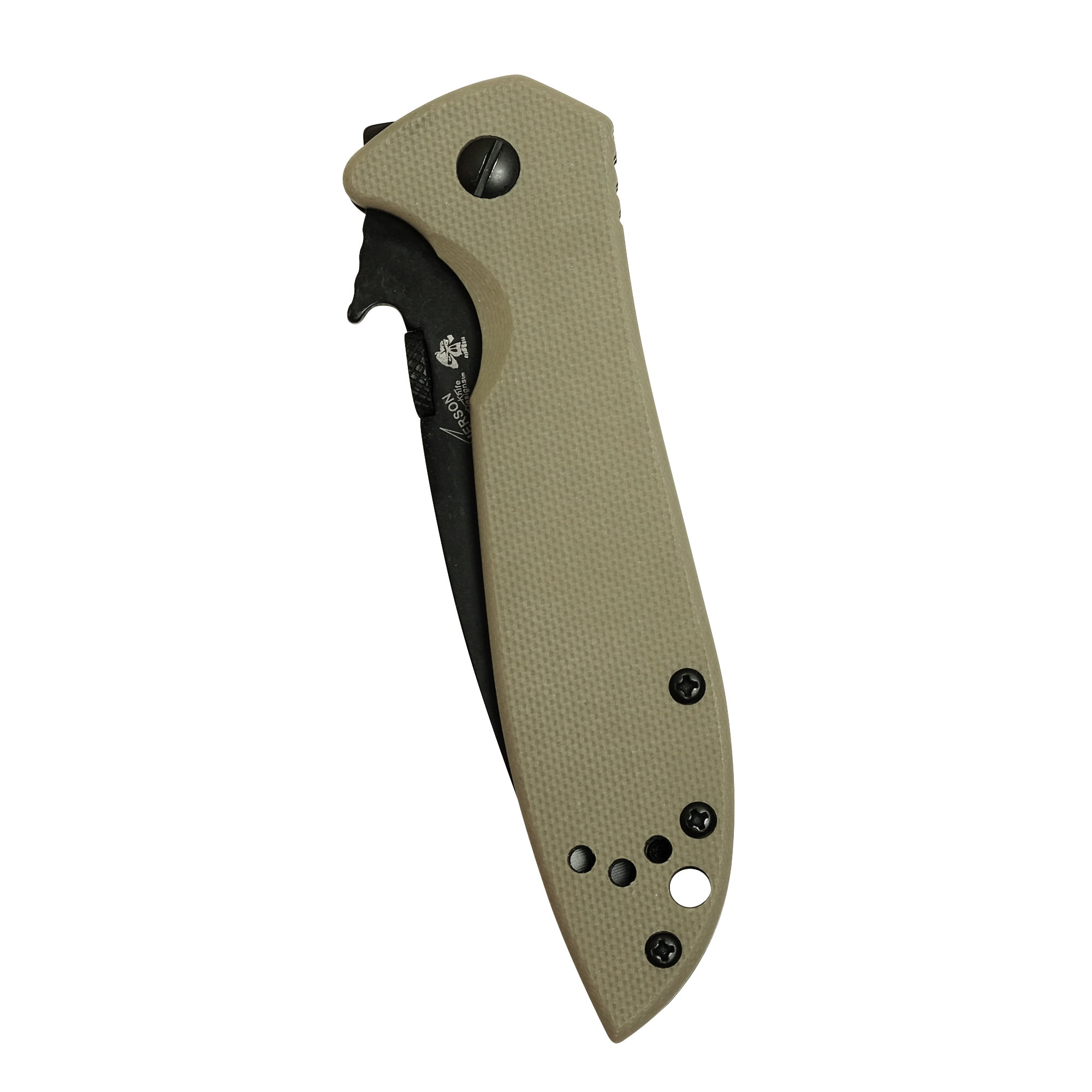 Kershaw CQC 4K (6054BRNBLK), Manual 3.25-inch 8Cr14MoV Stainless Steel Blade, Wave Shaped Opening Feature, Thumb Disk, Frame Lock, Reversible Pocketclip, 4.1 OZ.