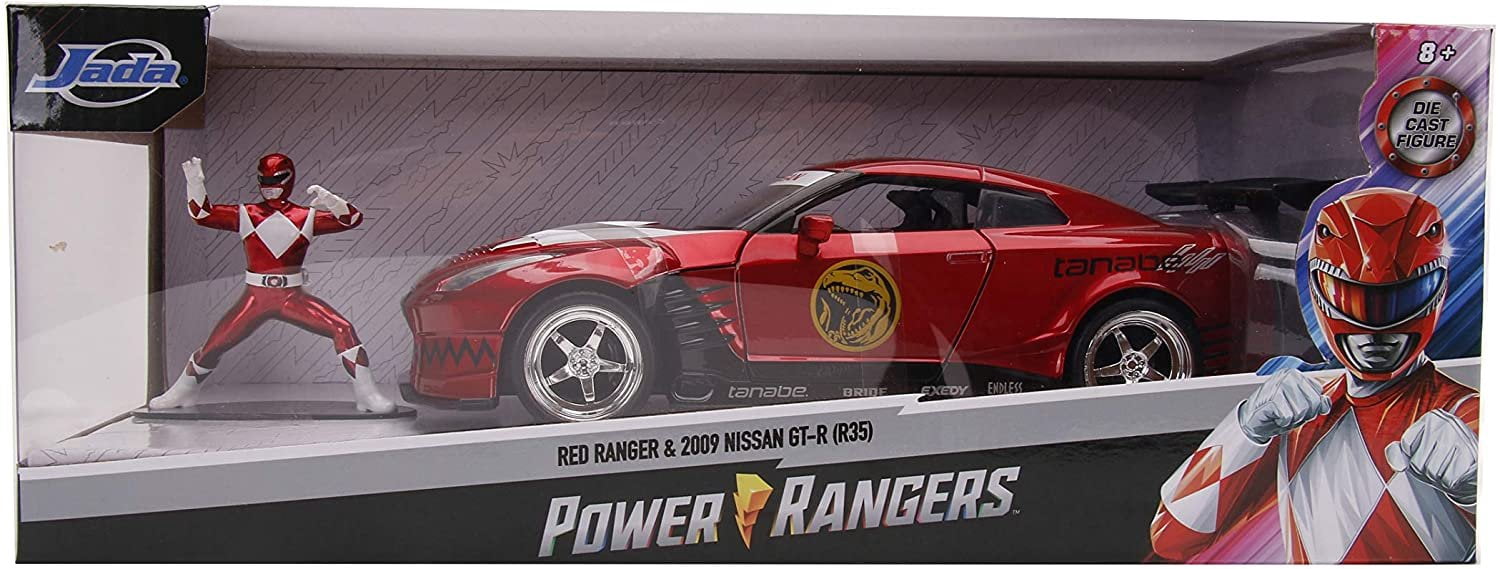 2009 Nissan GT-R (R35) Candy Red and Red Ranger Diecast Figurine "Power Rangers" 1/24 Diecast Model Car by Jada