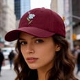 thumbnail image 4 of Women's Embroidered Baseball Cap, Adjustable Sun Hat for Men and Women, Floral Design Breathable Trucker Hat for Daily Wear, Outdoor Activities, Sun Protection and Casual Style-Wine, 4 of 4
