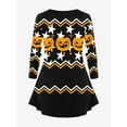 thumbnail image 4 of Rosegal Women's Halloween Pumpkin Star Print Zigzag Tee, 4 of 5